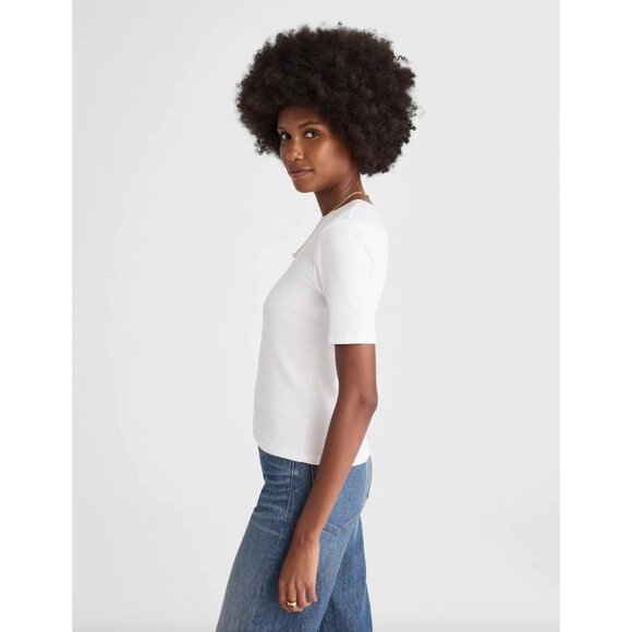 Madewell White Brightside Elbow Sleeve Tee S NWT - Picture 4 of 10